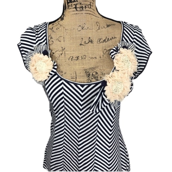 ANTHROPOLOGIE-LITTLE Yellow Button Top Floral 3D Blouse - Picture 4 of 8